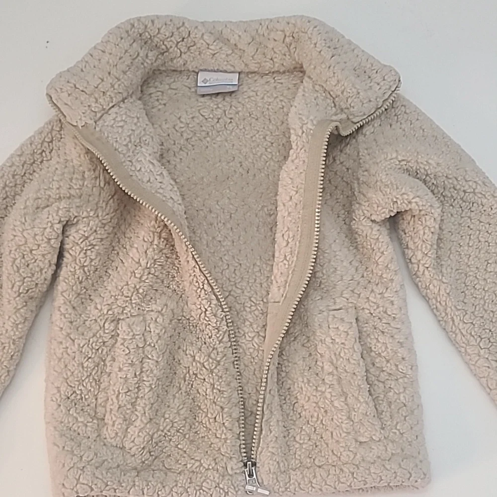 Columbia Cream Sherpa Jacket Girl Size XS‎
